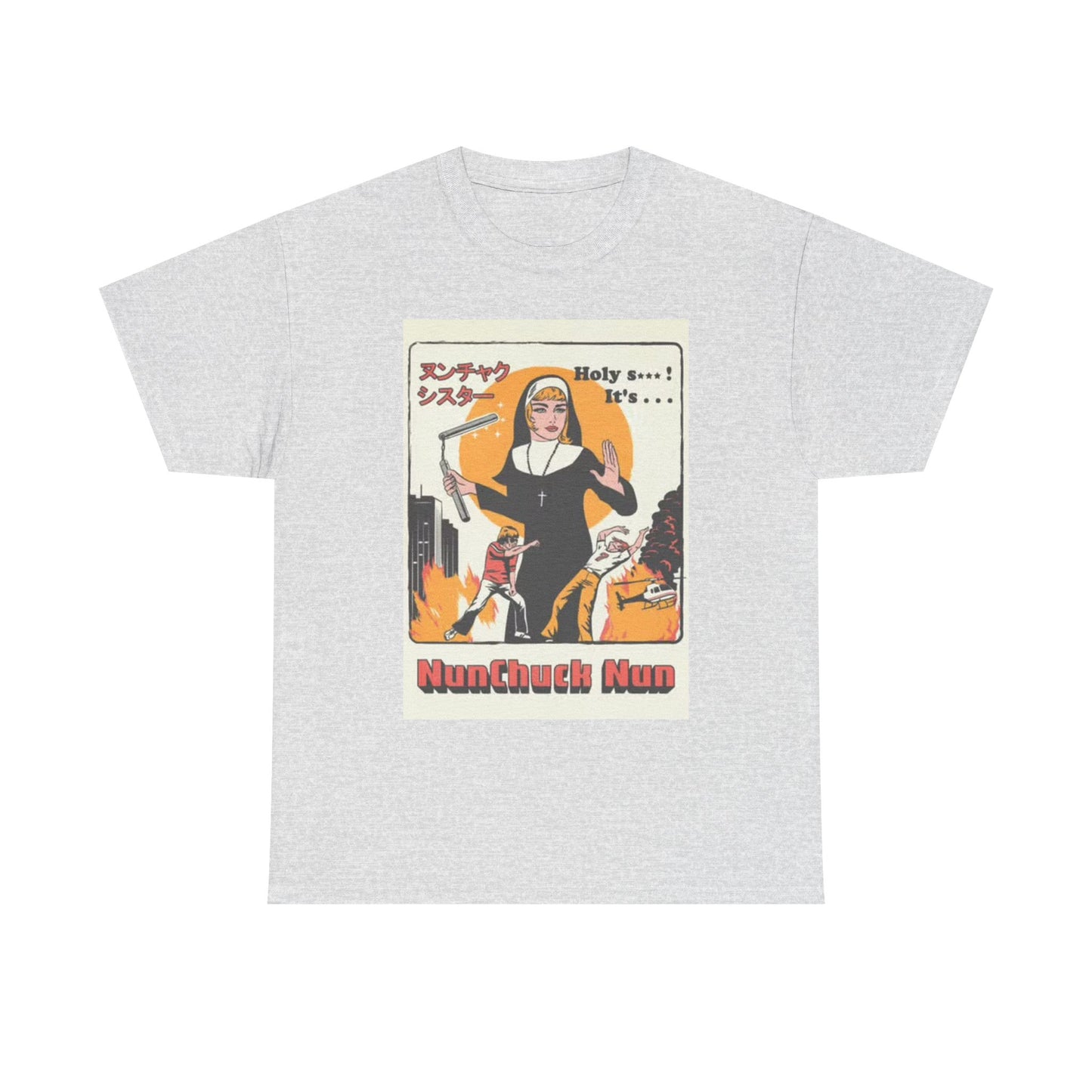 Nun Chuck Nun Karate Funny Graphic T Shirt Vintage Unisex Heavy Cotton Tee
