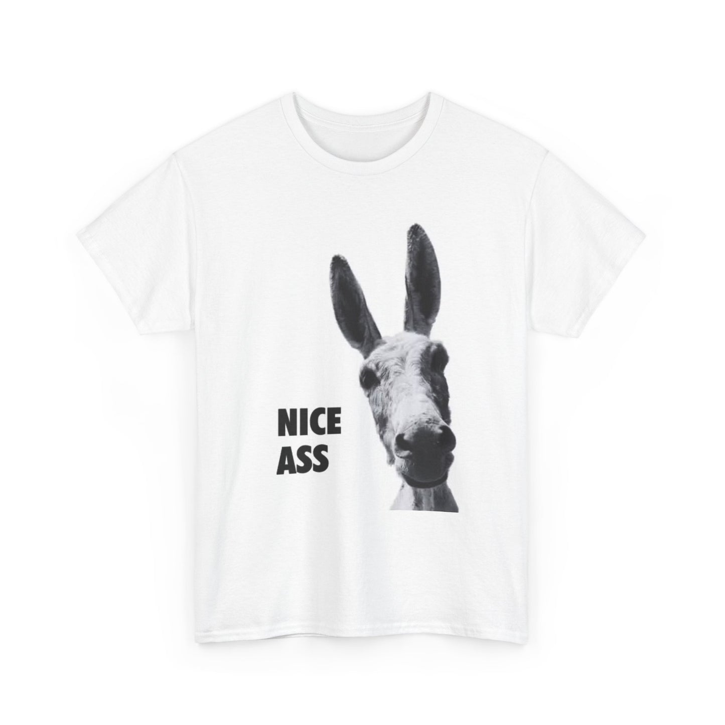 Nice Ass T Shirt Funny Donkey Animal Jokes Comedy Gift Unisex Heavy Cotton Tee