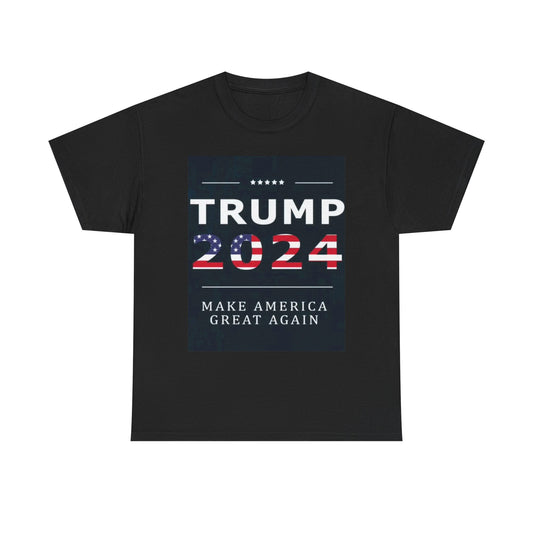 Trump 2024 Tshirt American Flag USA President America Unisex Heavy Cotton Tee