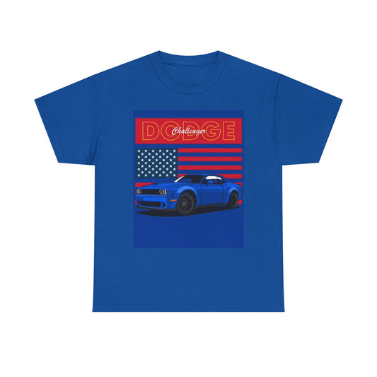 Dodge Challenger Tshirt RT SRT American Muscle Flag Unisex Heavy Cotton Tee
