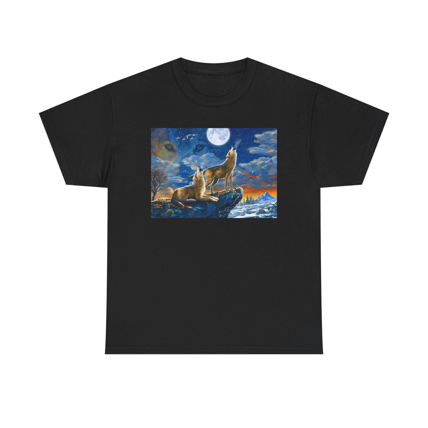 Howling At The Moon T Shirt Wolf Graphic VIntage Unisex Heavy Cotton Tee