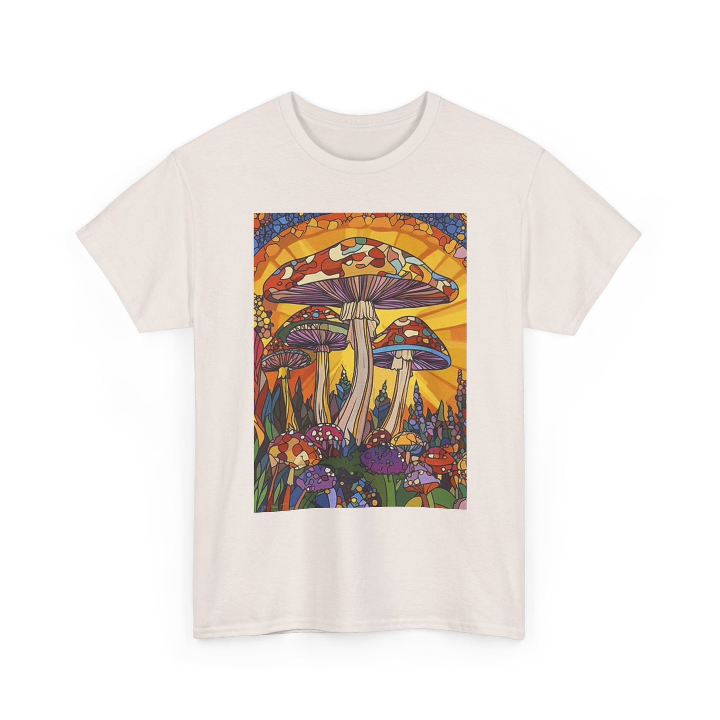 Weed Mushrooms Vibes Groovy T Shirt Retro Unisex Heavy Cotton Tee