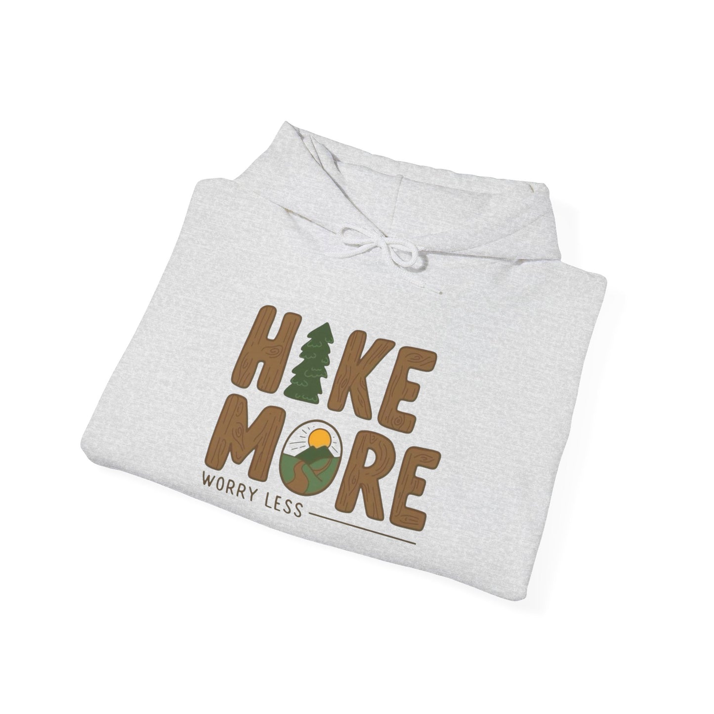Hike More Worry Less Graphic Hoodie Unisex Heavy Blend™ Hooded Sweatshirt