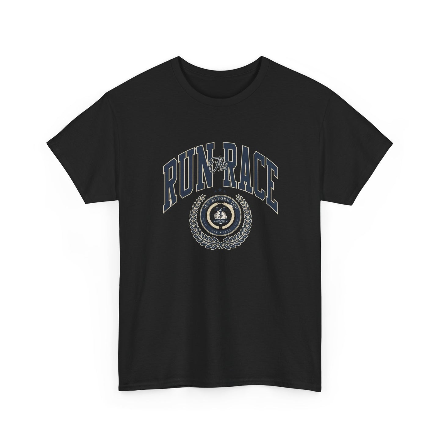 Run The Race Graphic T Shirt NEW Unisex Heavy Cotton Tee