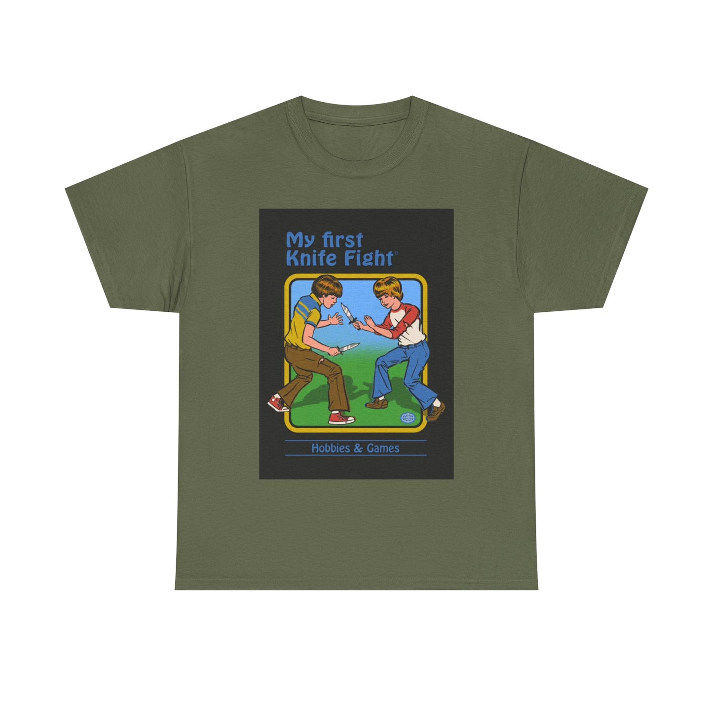 My First Knife Fight Tshirt Funny Kids Poster Retro 70s Unisex Heavy Cotton Tee