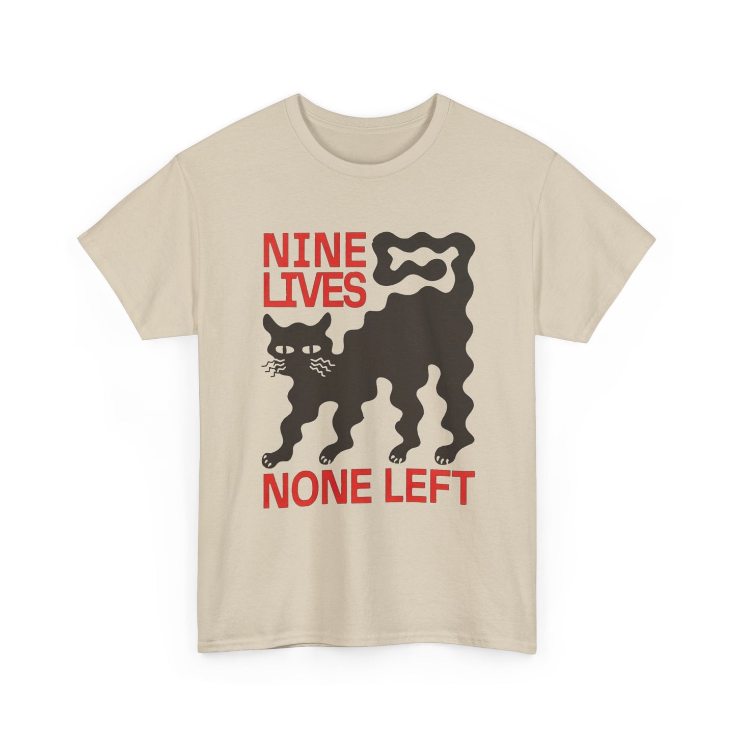 Nine Lives None Left Cat Vintage Graphic T-Shirt, Unisex Cotton Shirt