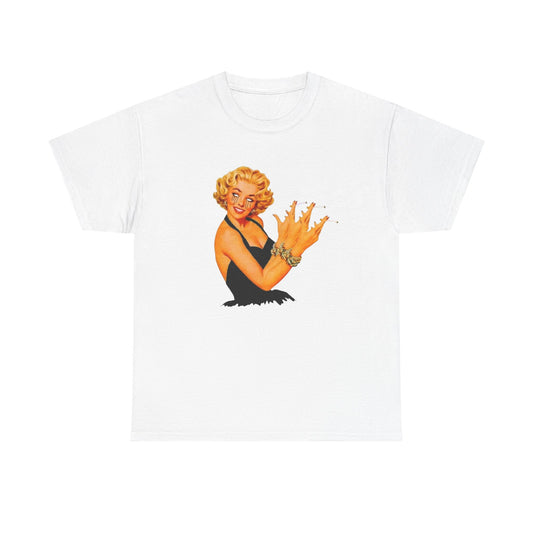 Pin Up Model Smoking Vintage Graphic T-Shirt Women's Heavy Comfy Cotton Tee