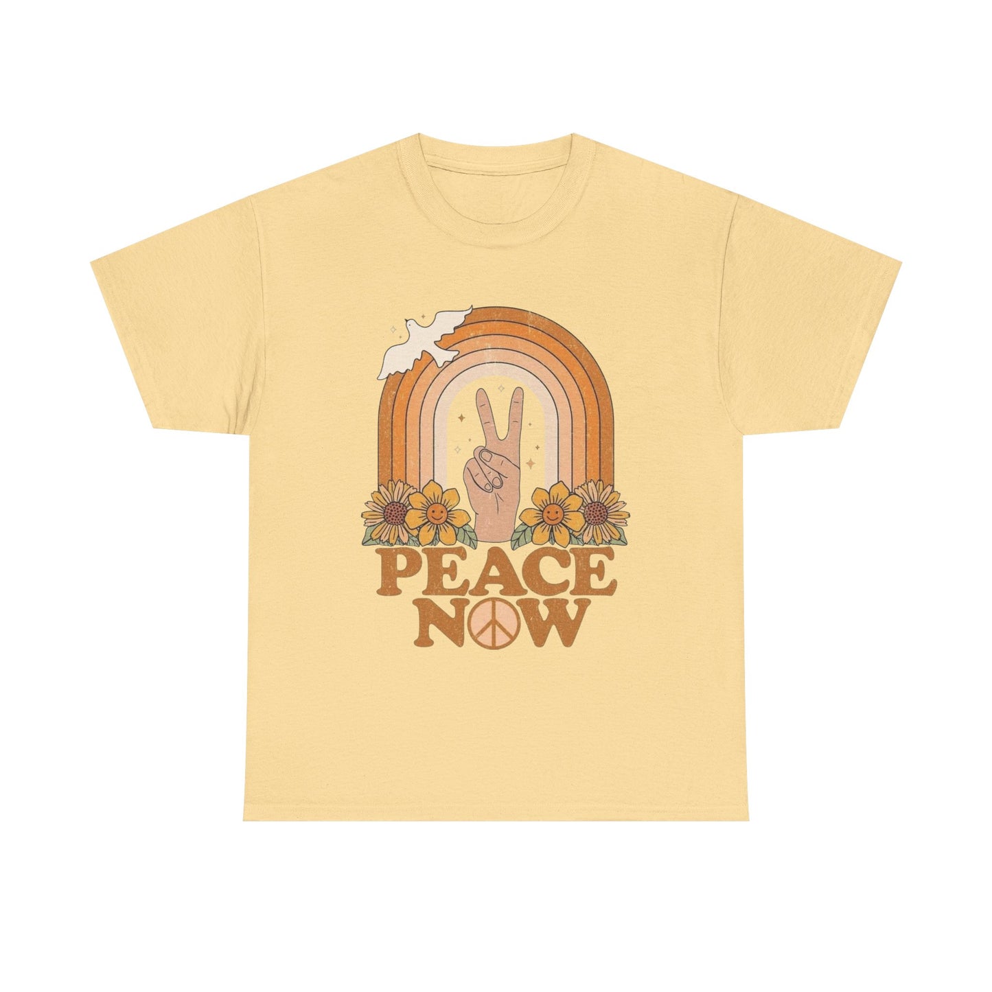 Peace Now Hippie Vibes Graphic T Shirt Unisex Heavy Cotton Tee