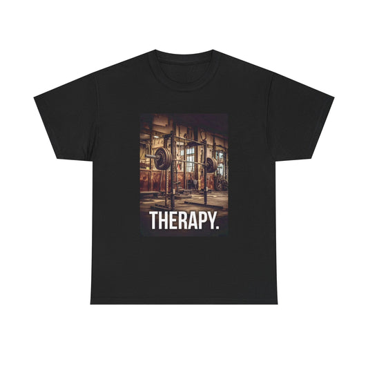 Gym Therapy T shirt Weight Training Gym Gear Retro Iron Unisex Heavy Cotton Tee