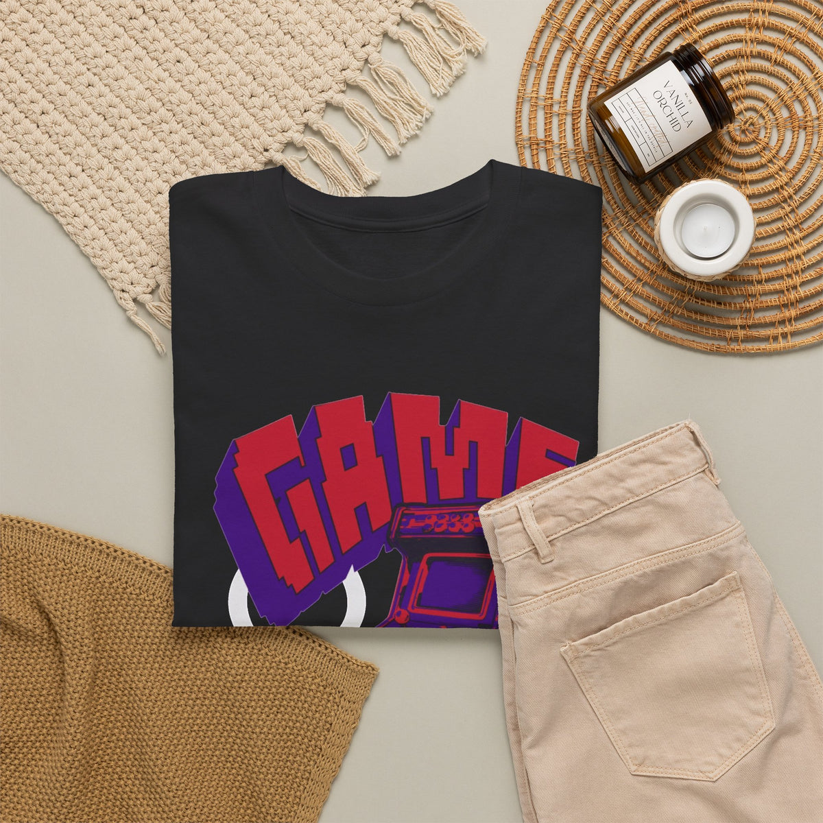 Video Games On Replay Graphic T Shirt Men's Arcade Heavy Cotton Tee