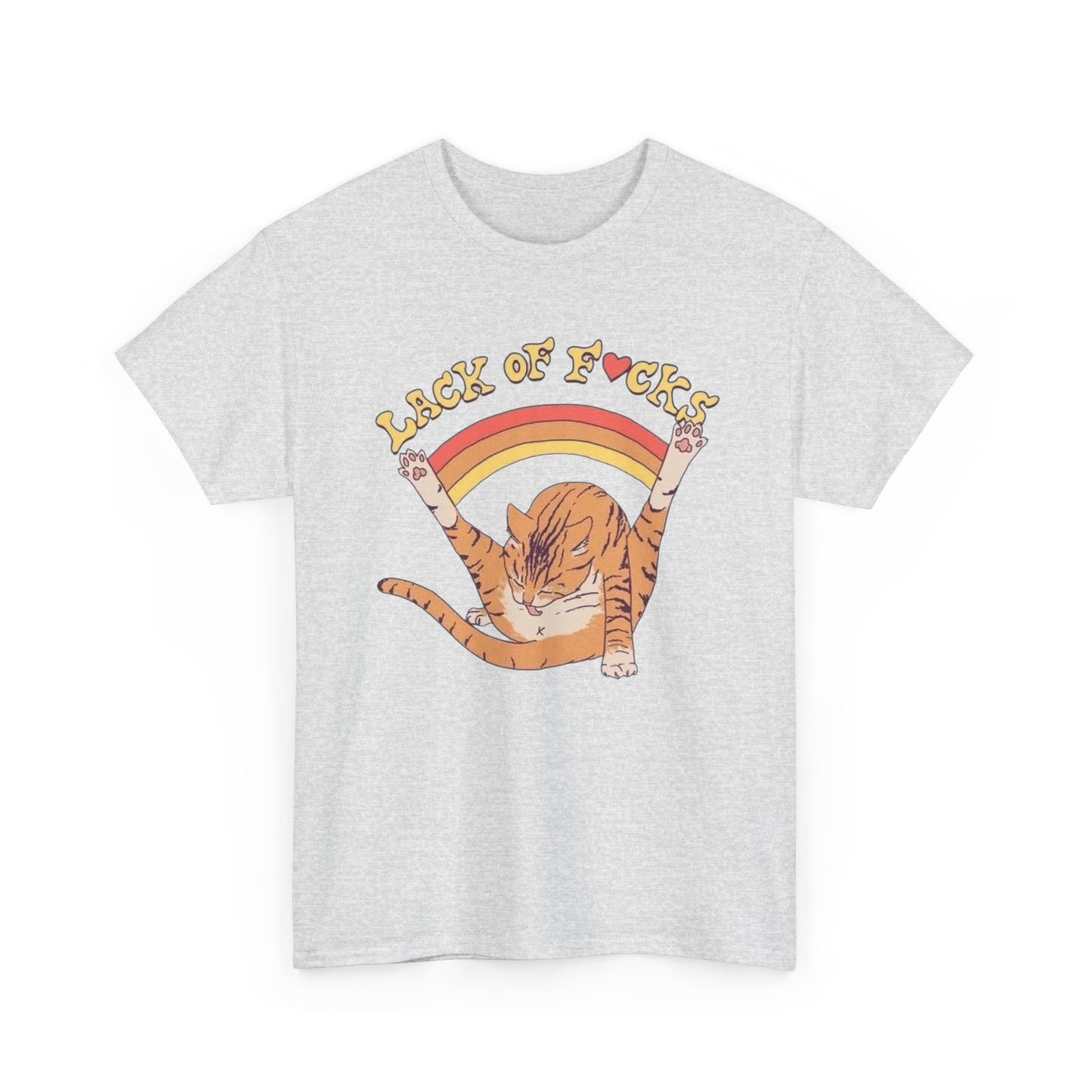 Lack Of Cares Funny Cat Rainbow Graphic T Shirt NEW Adult Tee