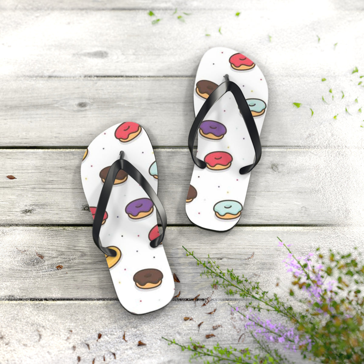 Donuts Summer Sandals, Beach Shoes, Vacation Flip Flops, Pool Slides