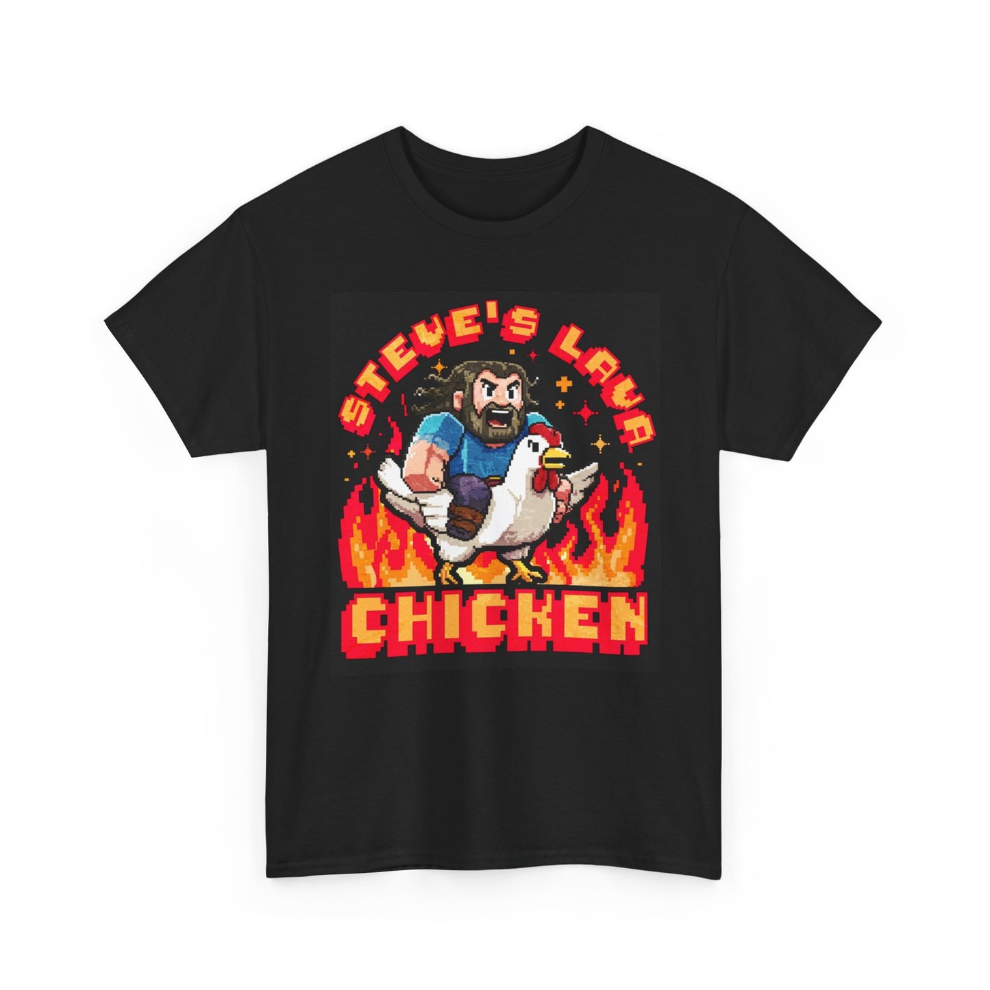 Steves Lava Chicken Graphic T Shirt Unisex Heavy Cotton Tee