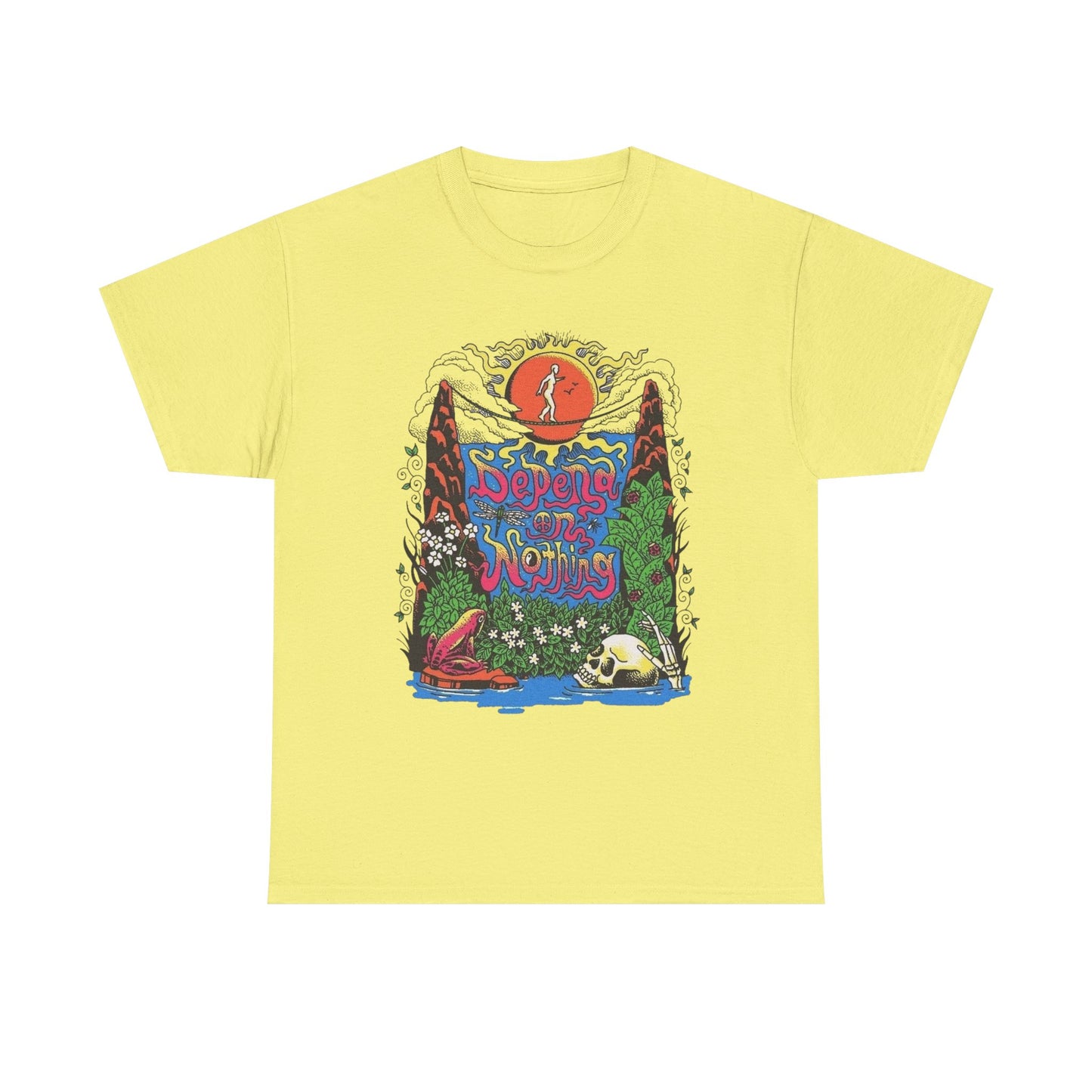 Depend On Nothing Peace Graphic T Shirt NEW Adult Regular Heavy Cotton Tee