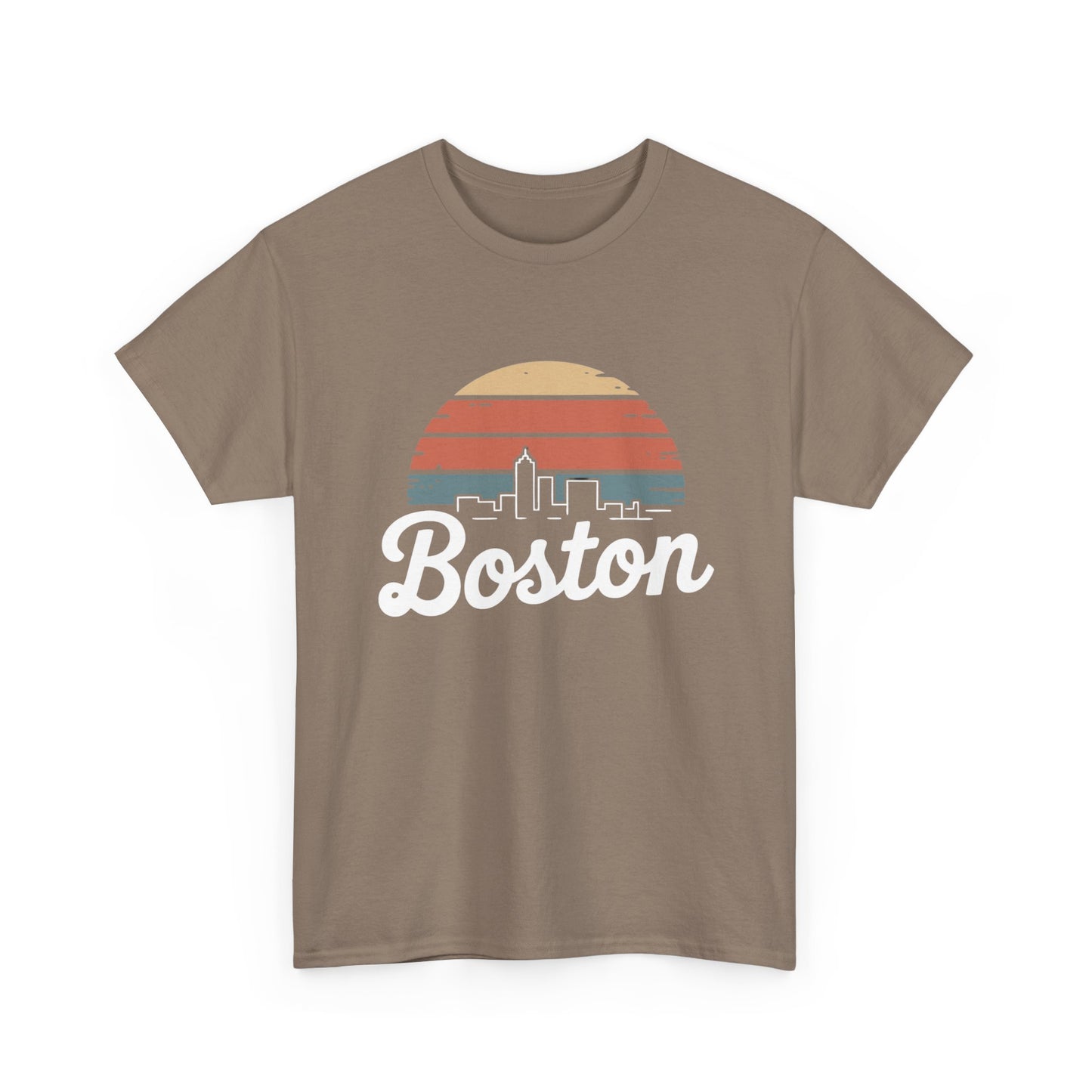 Boston Mass Skyline Graphic T Shirt NEW GIFT Unisex Heavy Cotton Tee