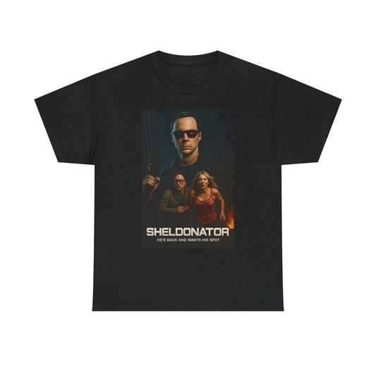 The Sheldonator Funny Big Bang Graphic T Shirt NEW Unisex Heavy Cotton Tee