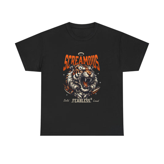 Screaming Tiger Fearless Graphic T Shirt Unisex Heavy Cotton Tee Gift