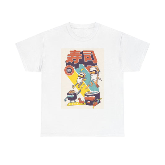 Sushi Attack Funny Graphic T Shirt Jokes Unisex Heavy Cotton Tee