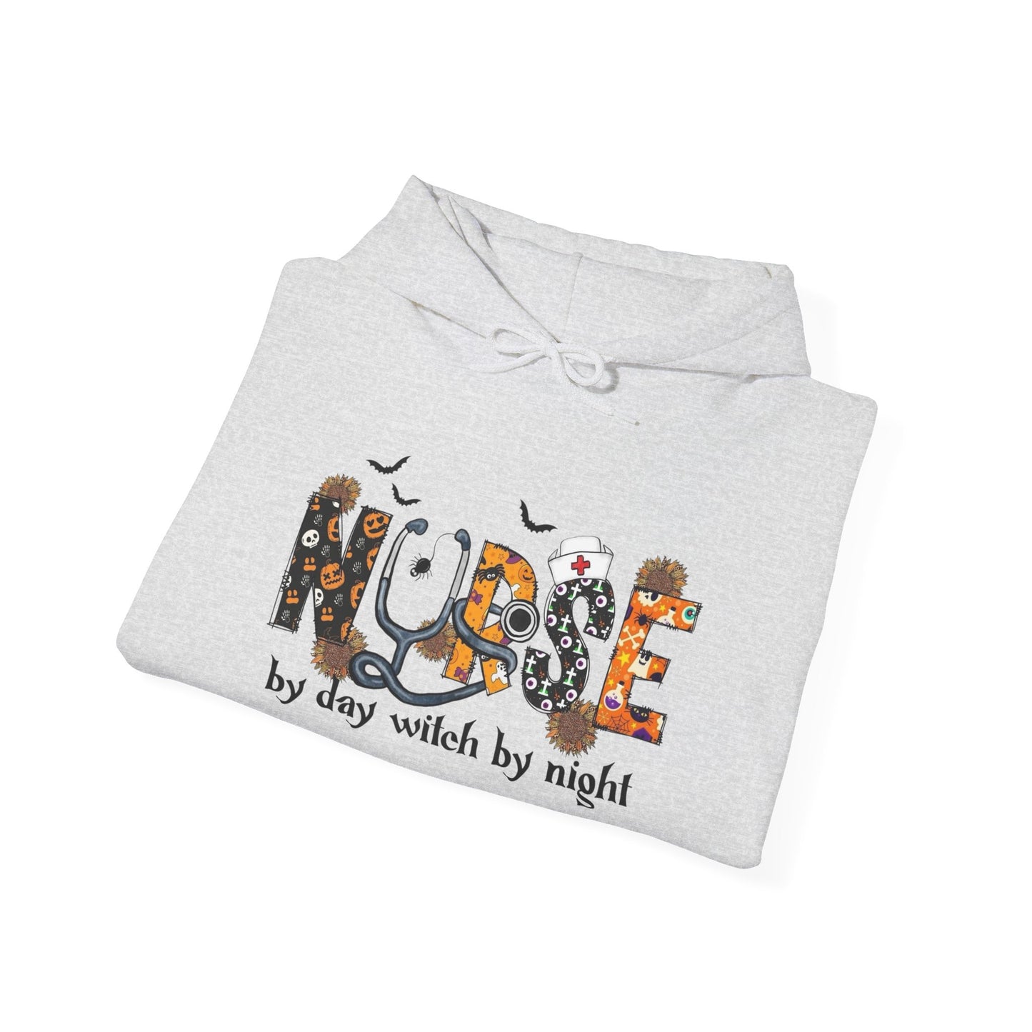 Nurse By Day Witch By Night Graphic Hoodie Unisex Heavy Blend™ Hooded Sweatshirt
