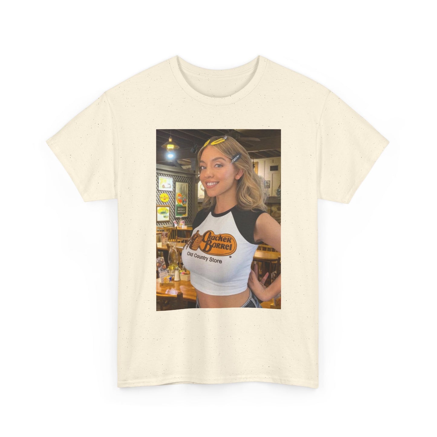 Sydney Sweeney Graphic T Shirt Cracker Barrel Funny Gift Unisex Heavy Cotton Tee
