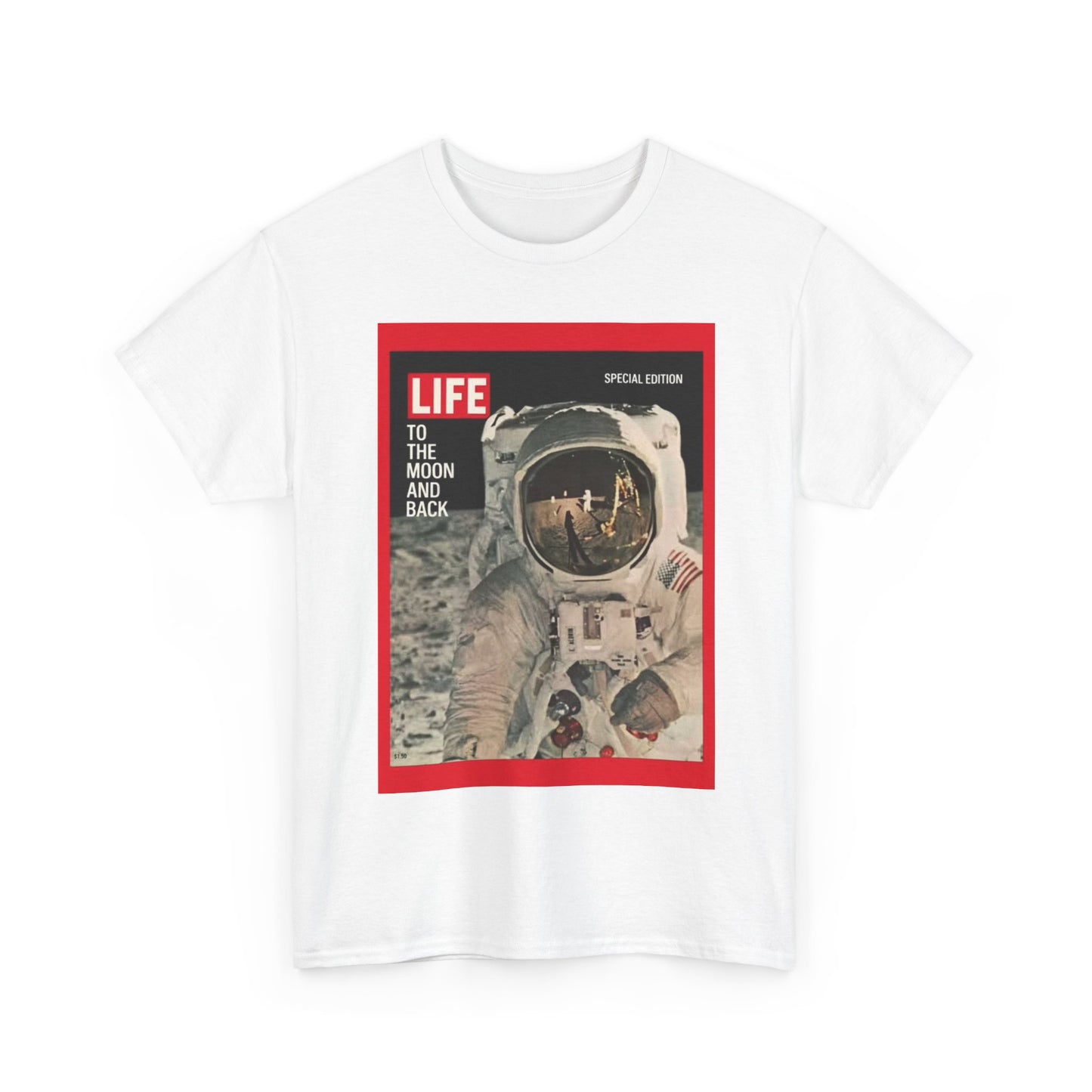 Astronaut Tshirt Moon landing Magazine 70s Tesla space x Unisex Heavy Cotton Tee