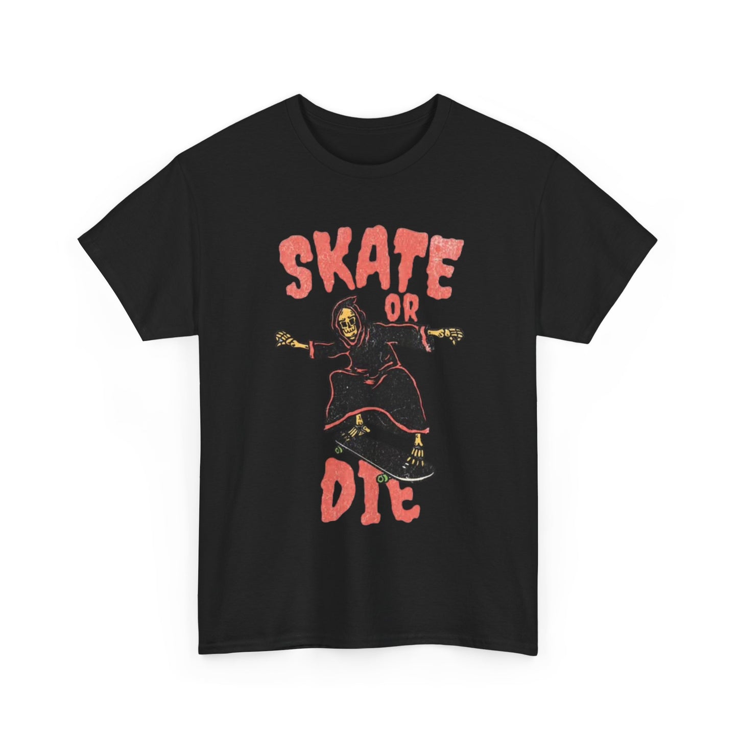 Skate Or Die Shirt Retro Skateboarding Dunks Skeleton Unisex Heavy Cotton Tee