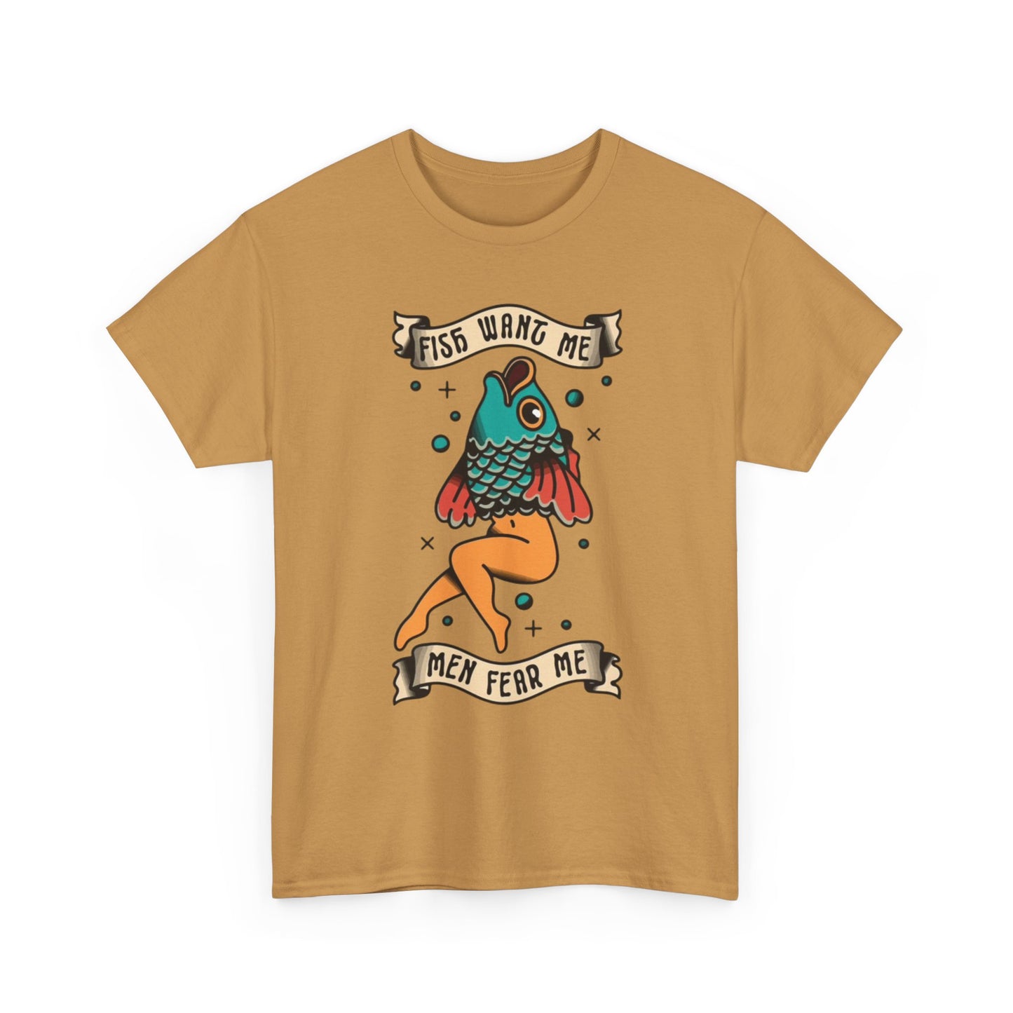 Sailor Jerry Fish T Shirt Funny Fear Tattoo Art Graphic Unisex Heavy Cotton Tee