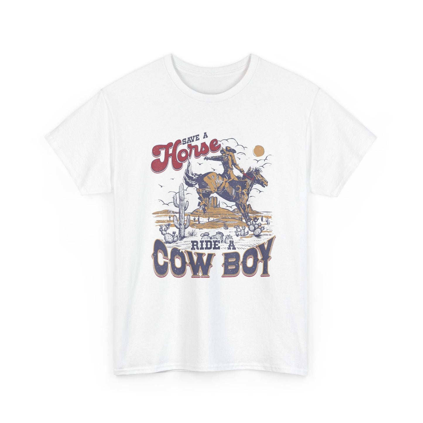Save A Horse Ride A Cowboy Graphic T Shirt Womens Vintage Retro Cotton Tee