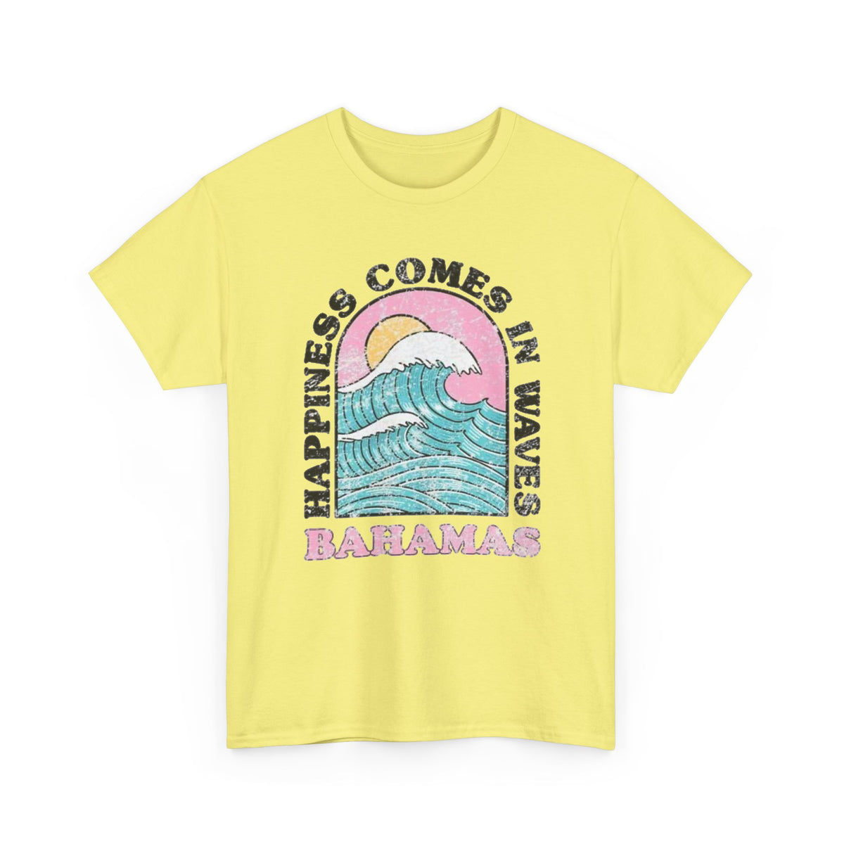 Happiness Comes in Waves Bahamas Ocean Graphic T-Shirt Men's Graphic Tee
