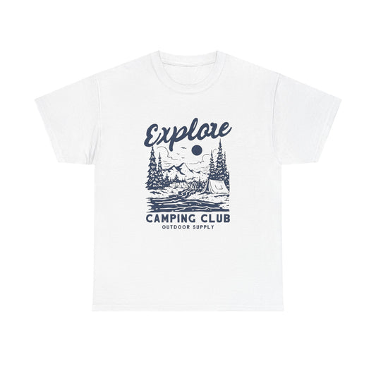 Explore Camping Club Graphic T Shirt Unisex Heavy Cotton Tee