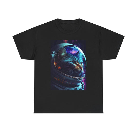 Cat Astronaut Graphic T Shirt Funny Spaceman NASA Kitty Unisex Heavy Cotton Tee