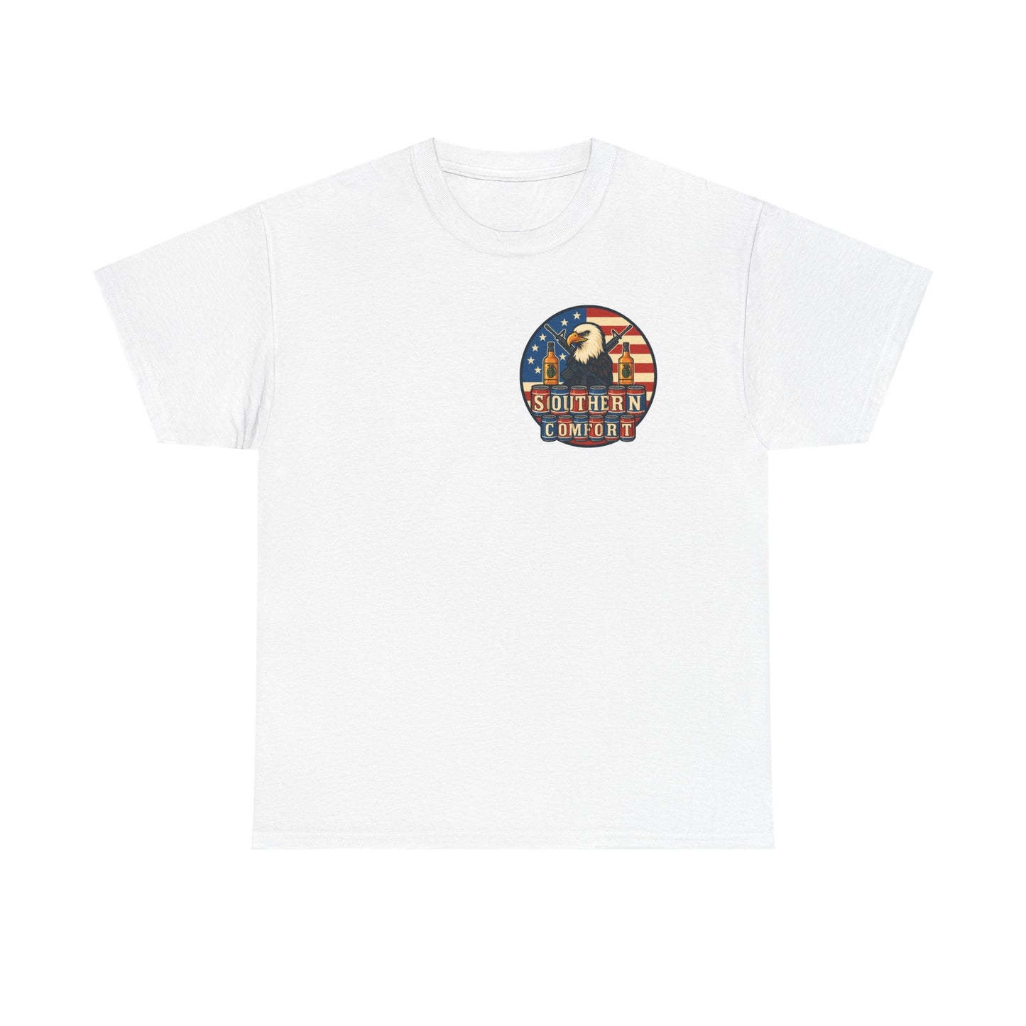 Southern Comfort Graphic T Shirt American Flag-USA-Bald Eagle-Beers-Guns-Whiskey