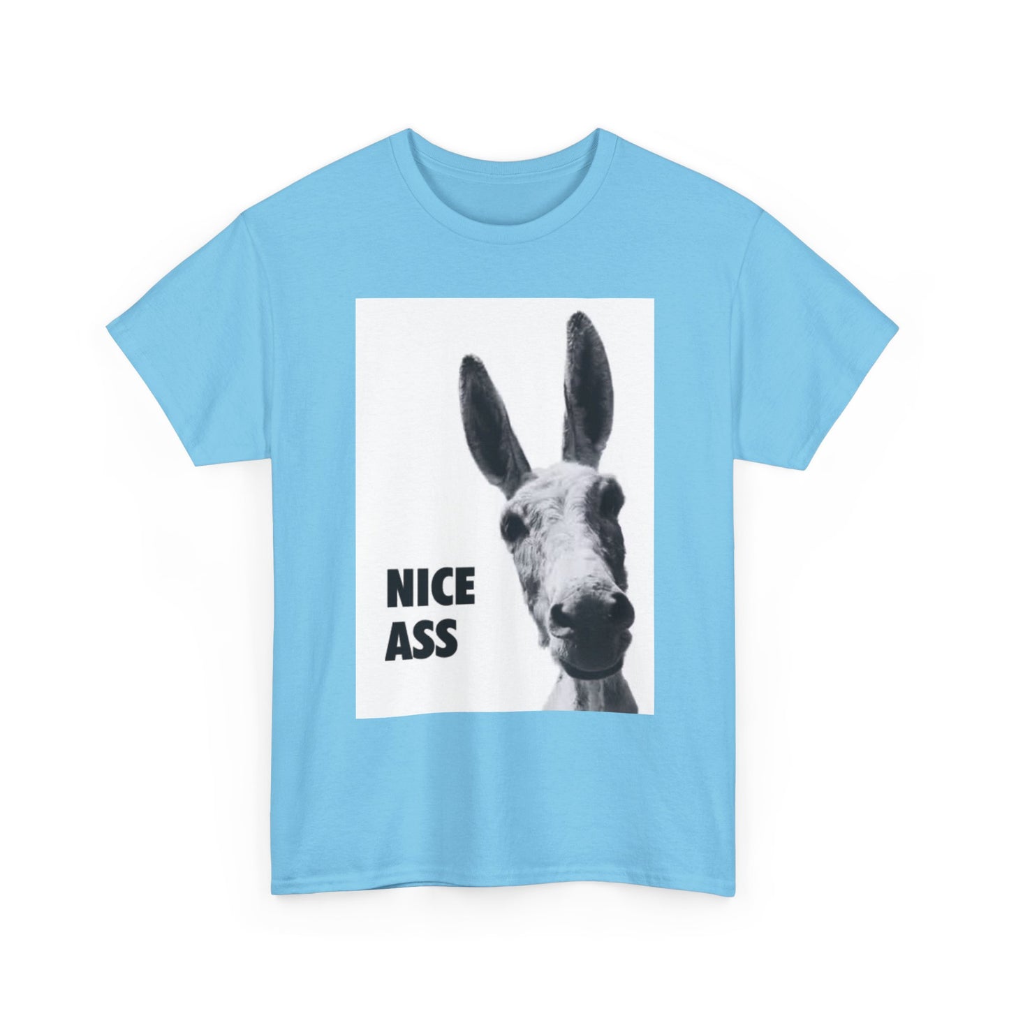 Nice Ass T Shirt Funny Donkey Animal Jokes Comedy Gift Unisex Heavy Cotton Tee