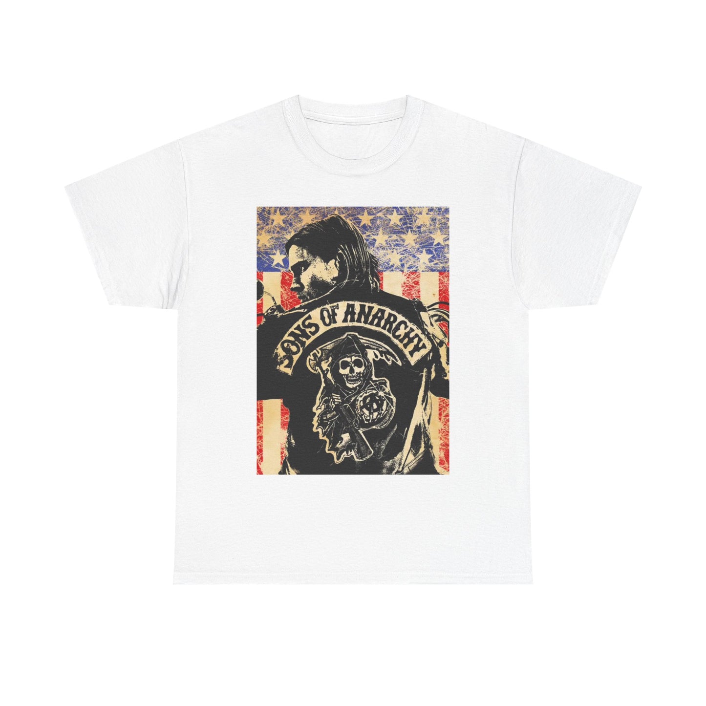 Sons Of Anarchy Tshirt American Flag Biker California Unisex Heavy Cotton Tee