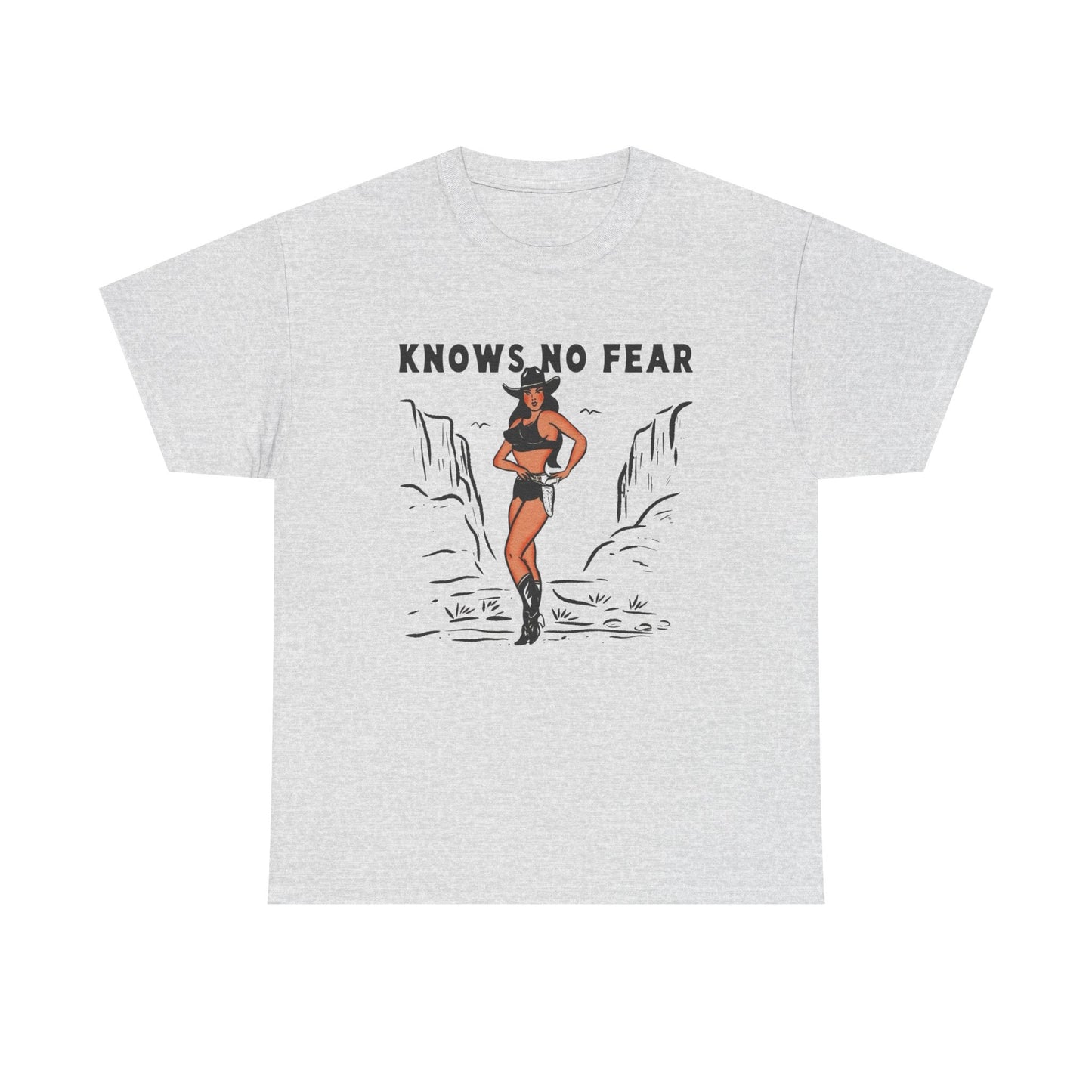 Cowgirl Knows No Fear Graphic T-Shirt Cotton Tee New Gift Vintage