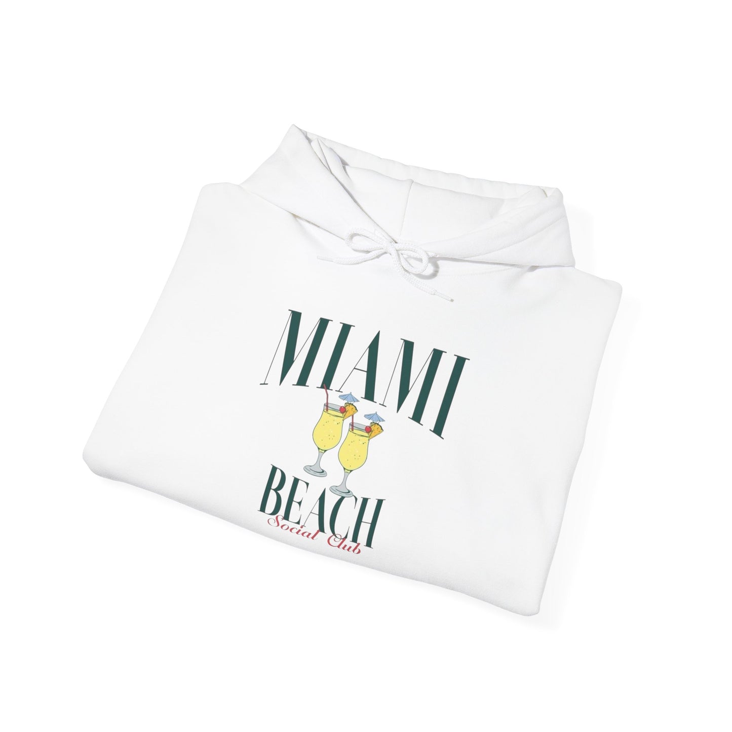 Miami Beach Social Club Graphic Hoodie Heavy Blend Sweatshirt NEW