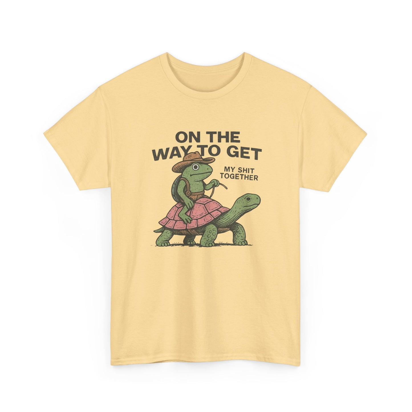 On My Way To Get It Together Funny Frog Cowboy Graphic T Shirt Tee Retro Gift