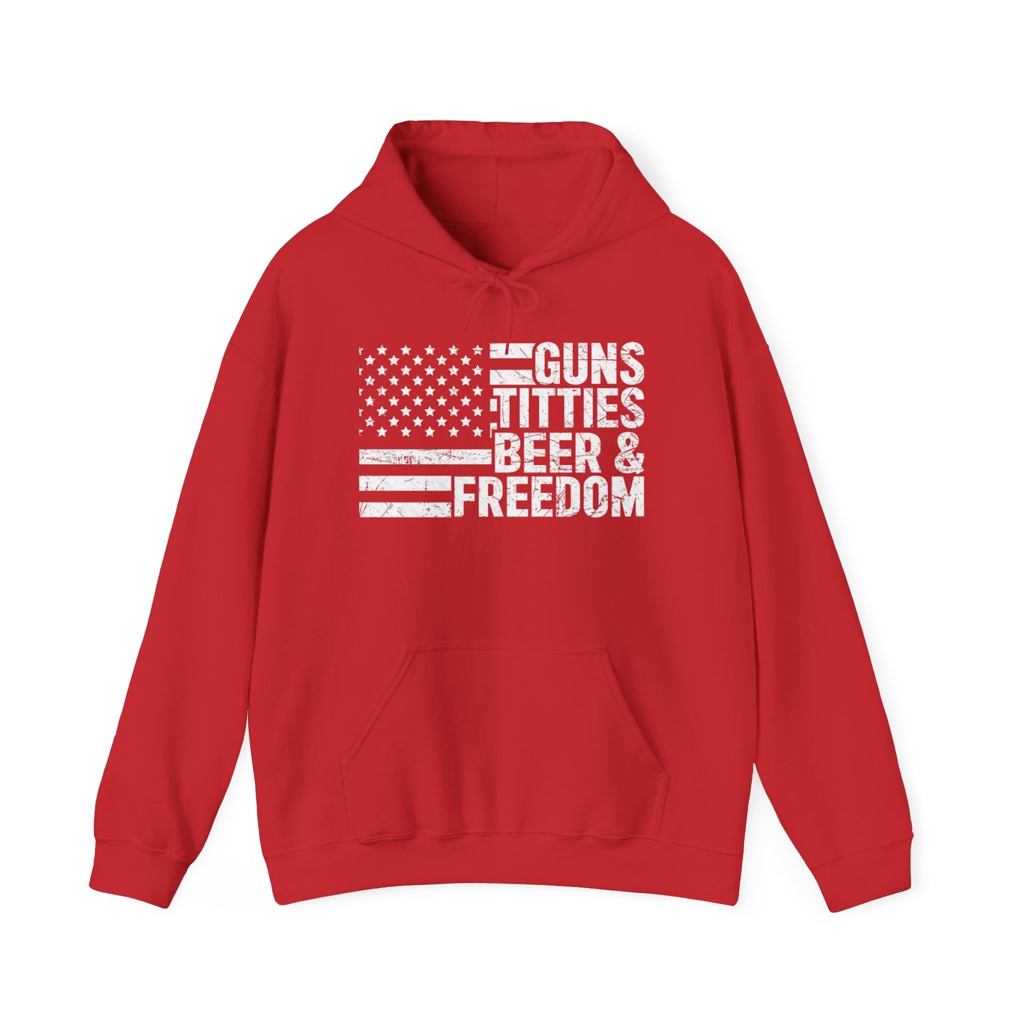 Guns Beer Freedom Women Flag Graphic Hoodie Heavy Blend Sweatshirt NEW
