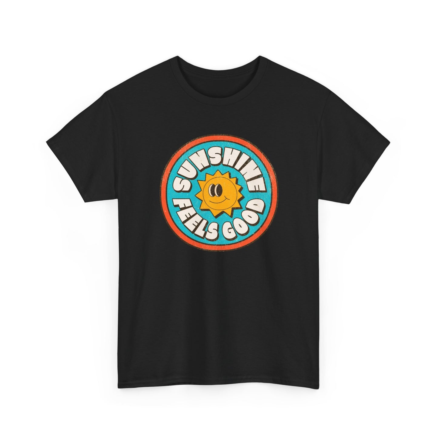 Sunshine Feels Good Graphic T Shirt Happy Smiles Unisex Heavy Cotton Tee