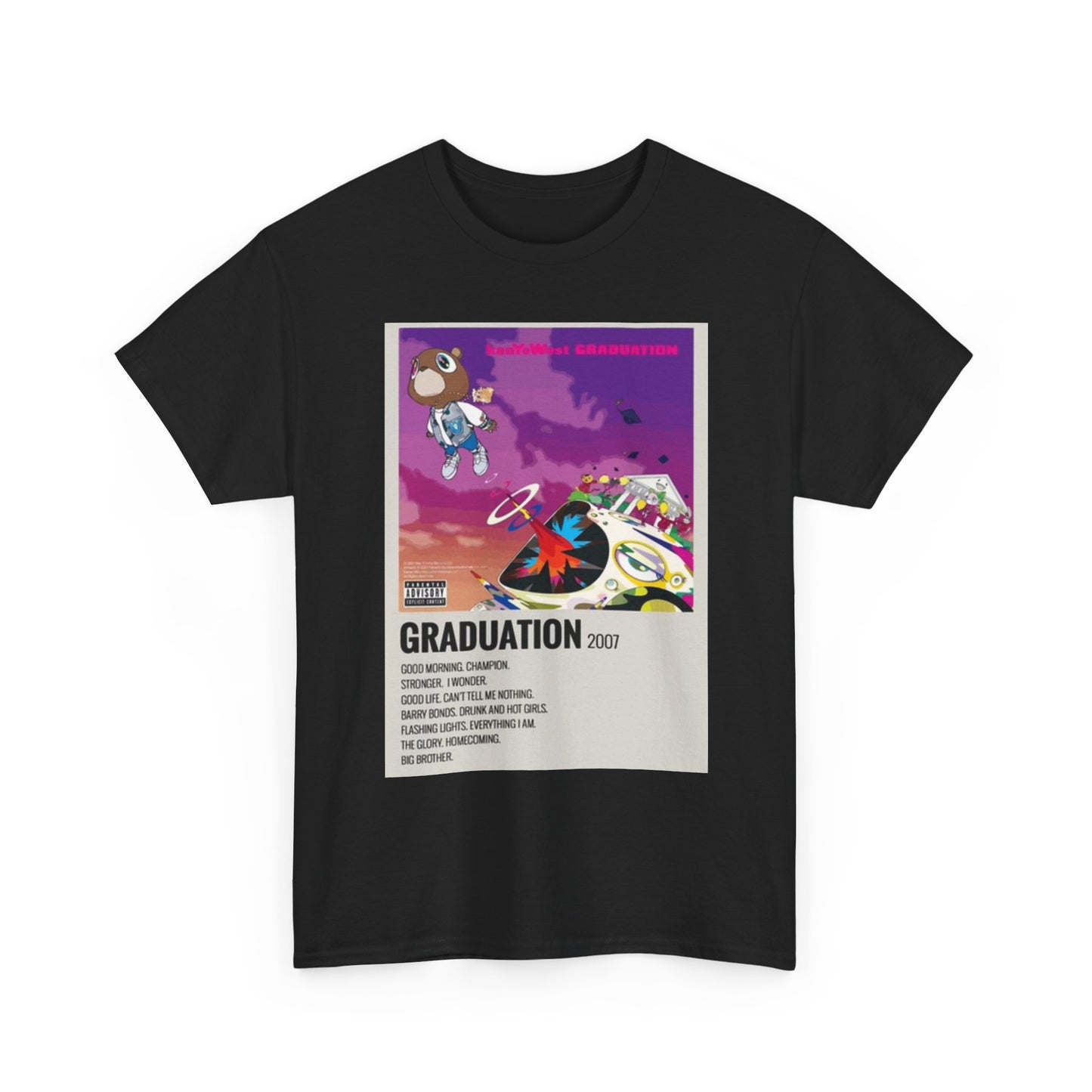 Kanye Graduation Graphic T Shirt Retro Album Poster Unisex Heavy Cotton Tee