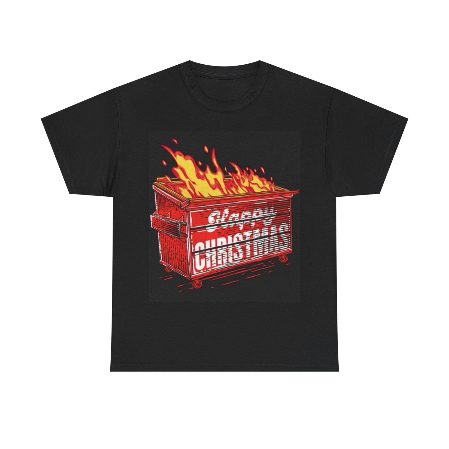 Happy Christmas Shirt Funny Dumpster Fire Graphic Holidays Unisex Heavy Cotton
