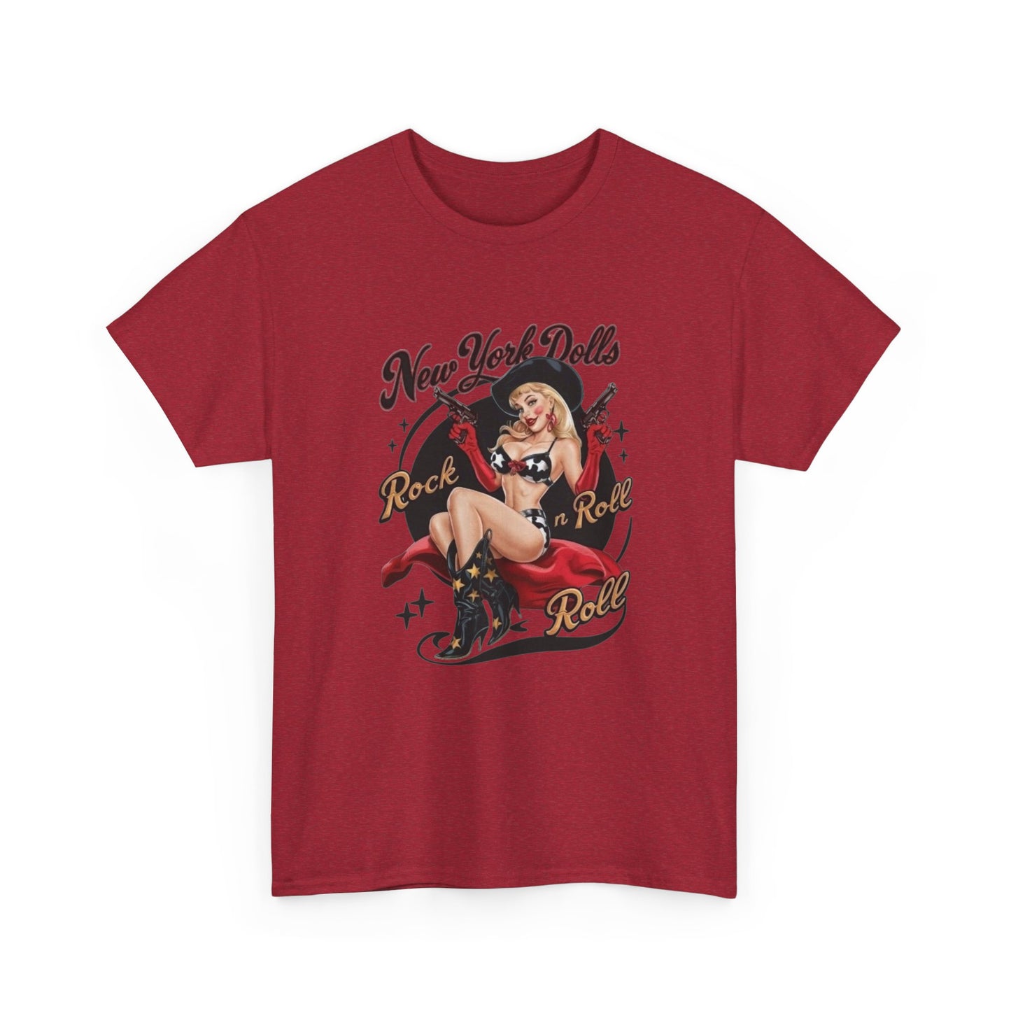 New York Dolls Cowgirl Graphic T Shirt Unisex Heavy Cotton Tee GIFT NEW