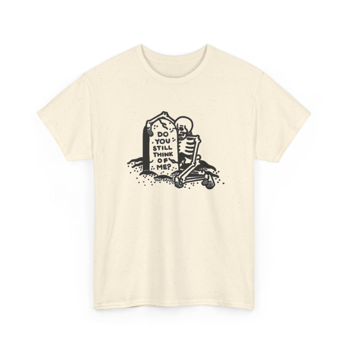 Skeleton Reading Gravestone T-Shirt | Do You Still Think of Me Men's Tee
