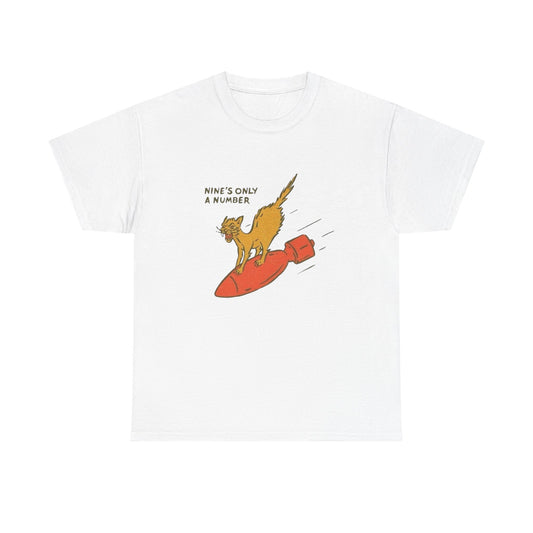 Nines Only A Number Funny Cat Graphic T Shirt Adult NEW