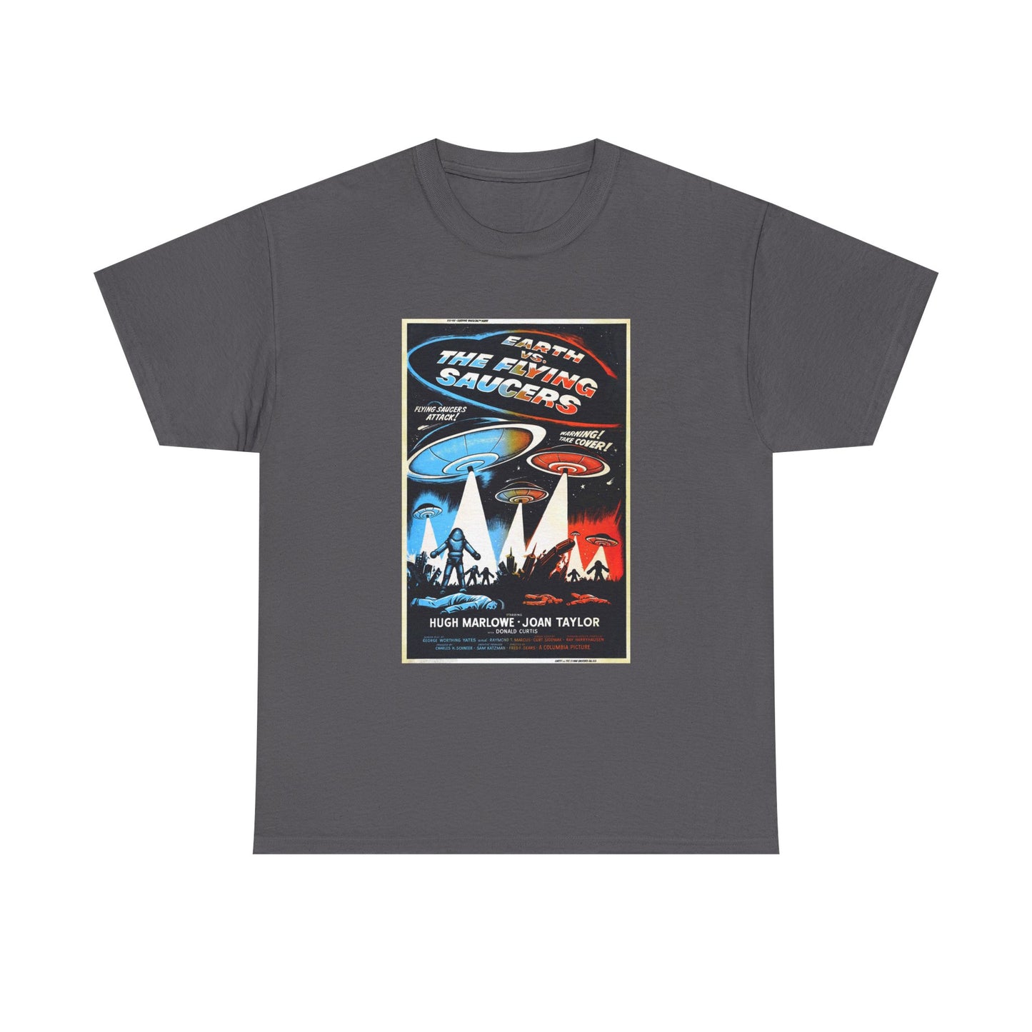 Earth vs Flying Saucers Tshirt Vintage Movie Poster Unisex Heavy Cotton Tee