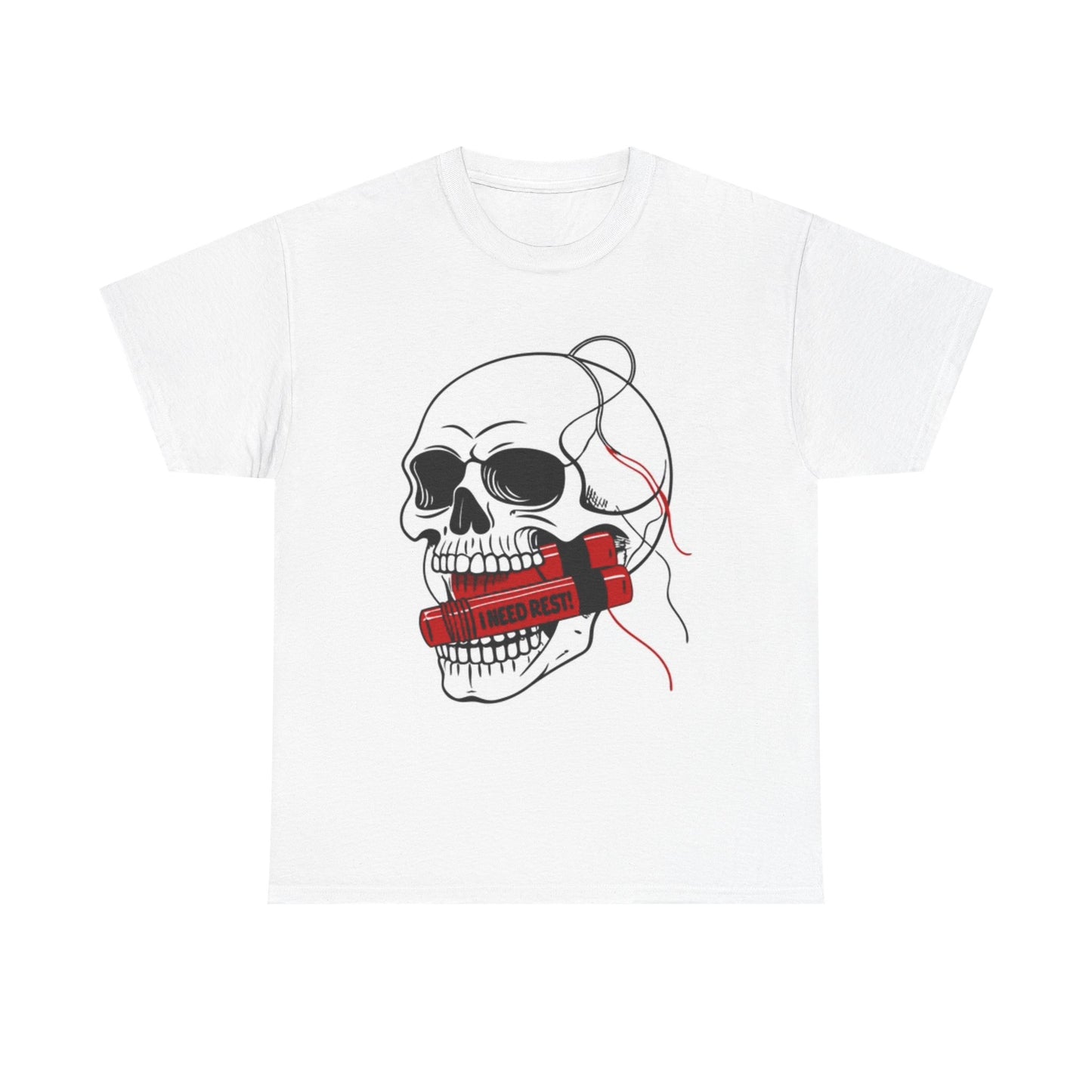 I Need Rest T Shirt Funny Graphic Skeleton TNT Jokes Unisex Heavy Cotton Tee