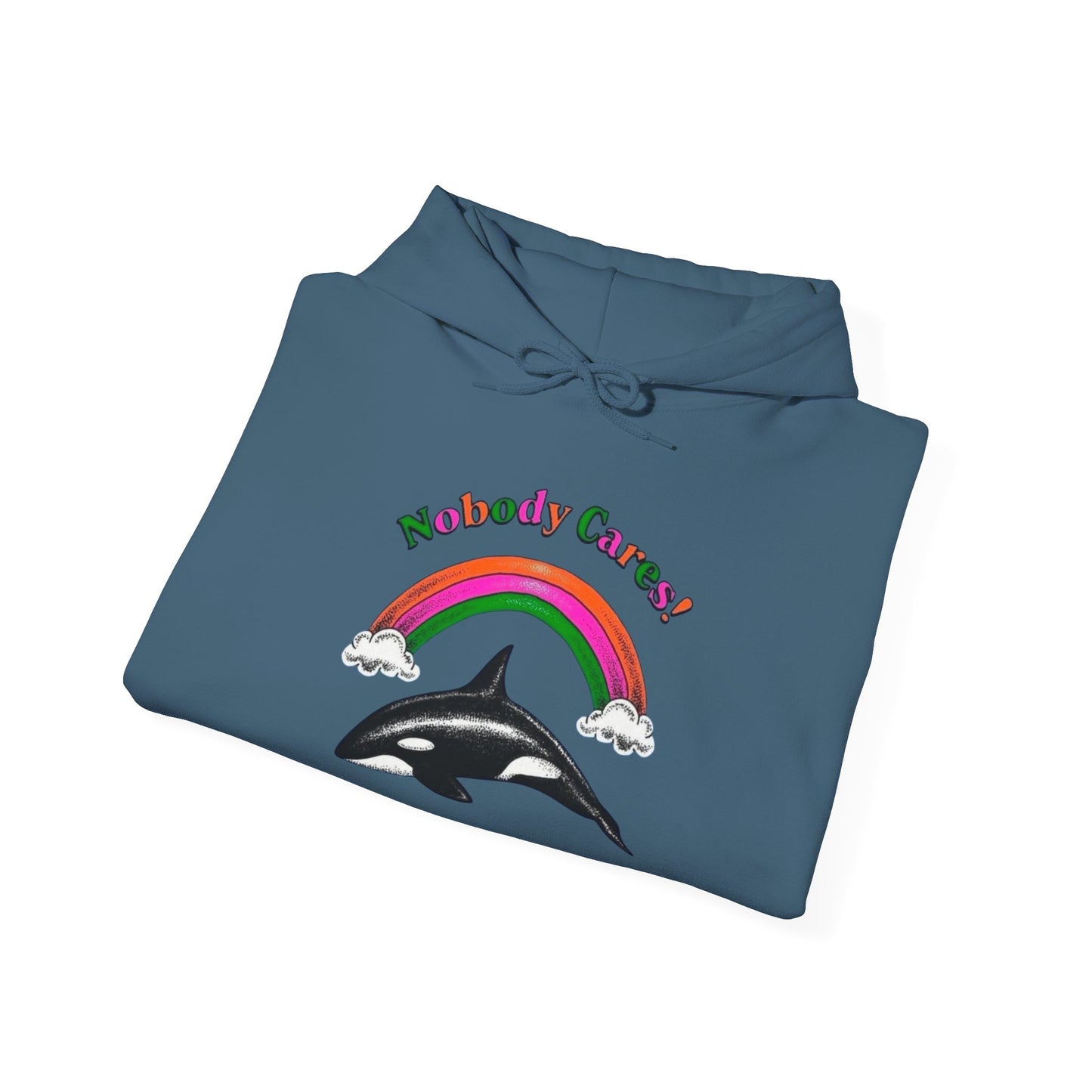 No Body Cares Whale Graphic Hoodie Unisex Heavy Blend™ Hooded Sweatshirt