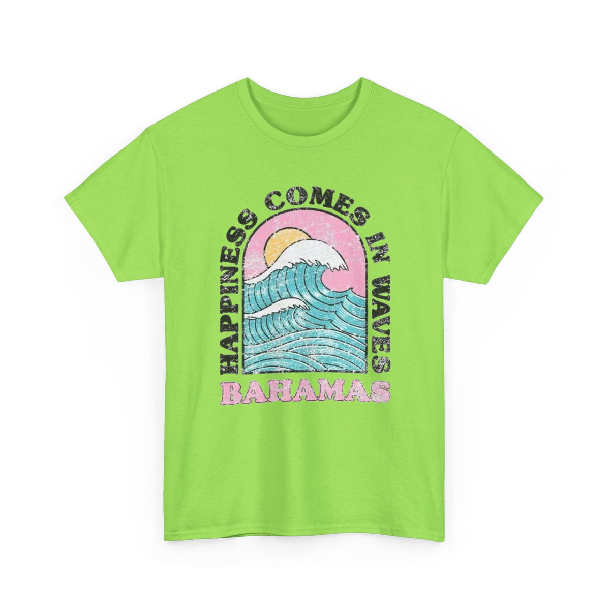 Happiness Comes in Waves Bahamas Ocean Graphic T-Shirt Men's Graphic Tee
