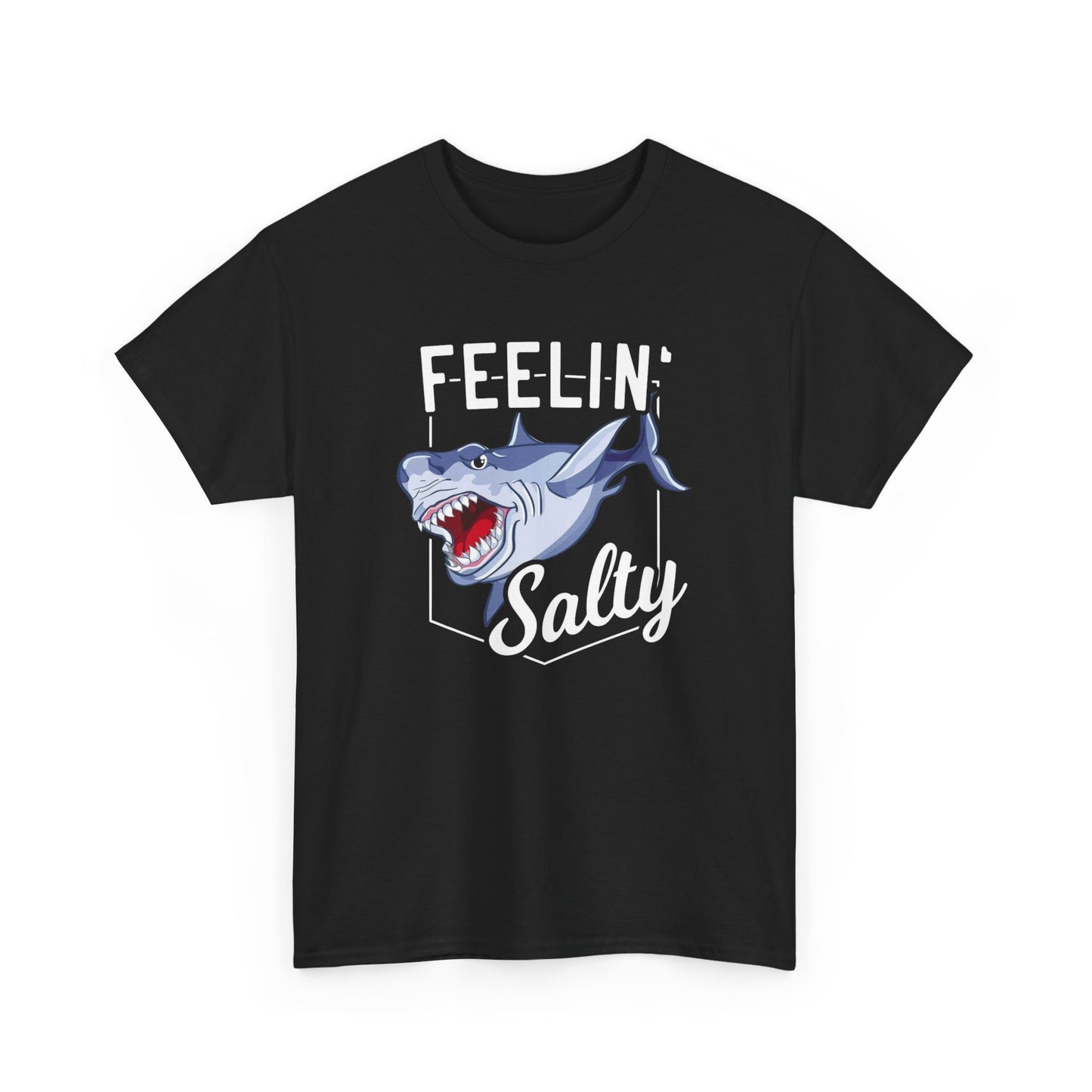 Feeling Salty Shark Fishing  Graphic T-Shirt Comfy Cotton Tee Brand NEW