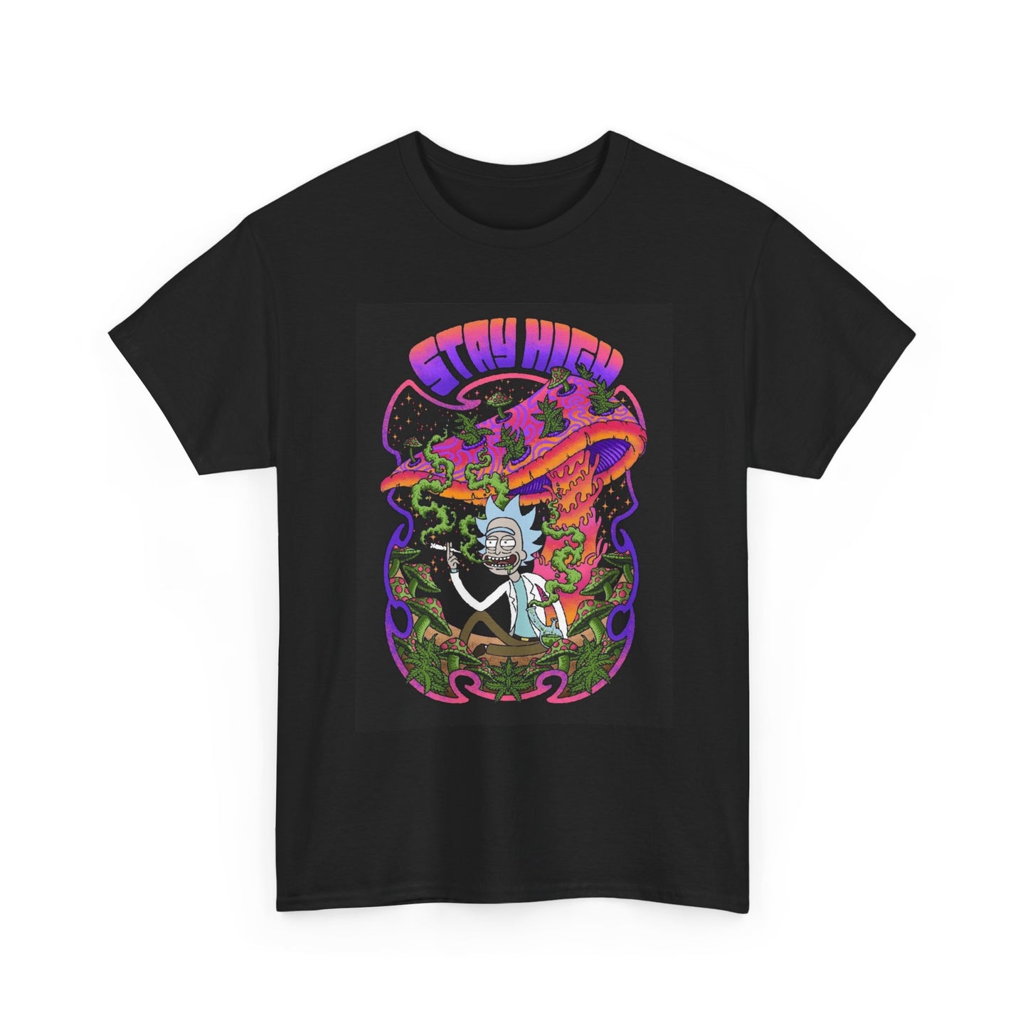 Stay High Graphic T Shirt Rick Morty Tee Funny Unisex Heavy Cotton Tee